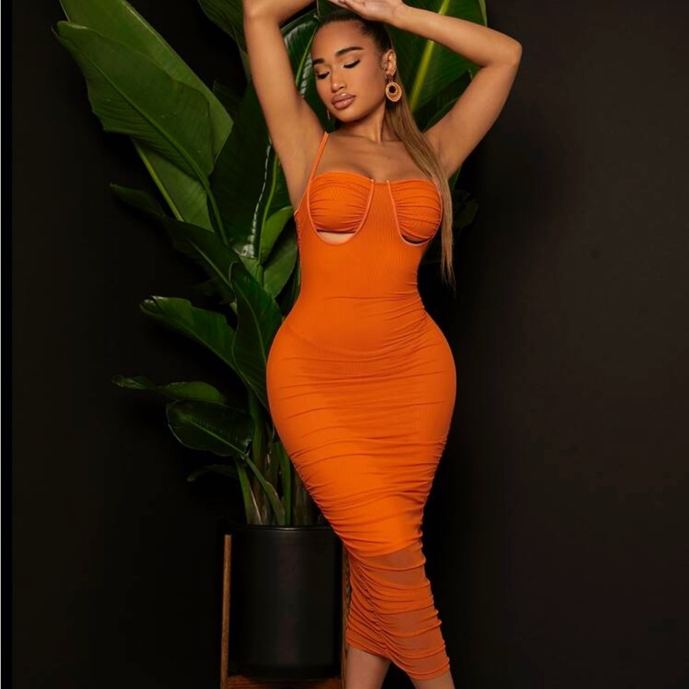 & Other Stories Vibrant Orange Midi Dress